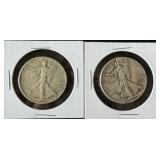 2pc 1944 Walking Liberty Silver Half Dollars