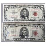 2pc $5 Red Seal Notes