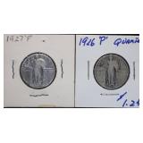 1926-P & 1927-Pï¿½Standing Liberty Silver Quarters