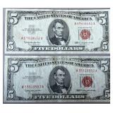2pc $5 Red Seal Notes