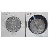 1936-P & 1935-S Walking Liberty Silver Half Dollar