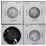 4pc Barber Silver Quarters