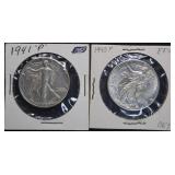 1940-P & 1941-Pï¿½Walking Liberty Silver Half Dollar
