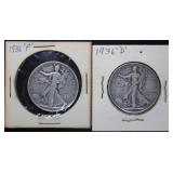 1936 P & D Walking Liberty Silver Half Dollars