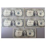 5pc $1 US Silver Certificates
