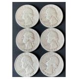 6pc Washington Silver Quarters