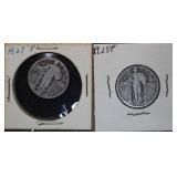 1927-P & 1928-P Standing Liberty Silver Quarters