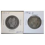 1912-D Barber Silver Half Dollars