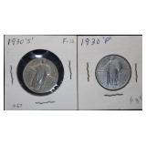 1930 S & P Standing Liberty Silver Quarters