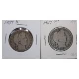 1907 Barber Silver Half Dollars