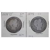 1898 and 1899-O Barber Silver Half Dollars