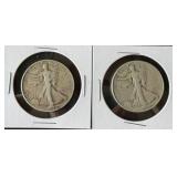 2pc 1946 Walking Liberty Silver Half Dollars
