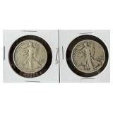 1942 & 1942-D Walking Liberty Silver Half Dollars