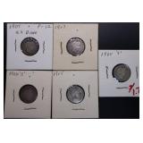 5pc Barber Silver Dimes Collection