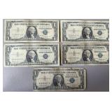 5pcï¿½US $1 Silver Certificates