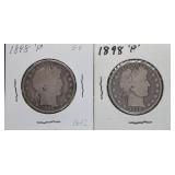 1898-P Barber Silver Half Dollars