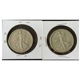 2pc 1945 Walking Liberty Silver Half Dollars