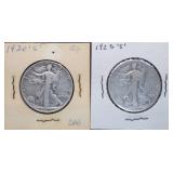 1920-S & 1923-S Walking Liberty Silver Half Dollar