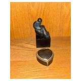 Bronze Figurine and Heart-Shaped Trinket Box