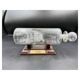Mayflower Glass Ship in a Bottle Sculpture