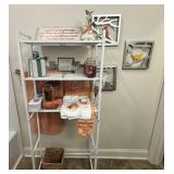 White Metal Storage Rack with Decor Items