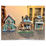 Three Decorative Miniature Buildings/Birdhouses