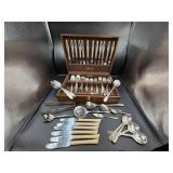 Silver Plate Flatware Collection with Wooden Box