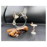 Hummingbird-Themed Glass Figurines Set