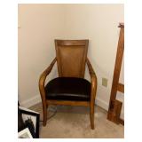 Wooden Armchair With Woven Backrest