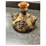 Ceramic Decorative Candle Holder With Lion Motif