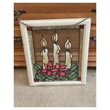 Vintage Faux Stained Glass- Style Window Decoratio