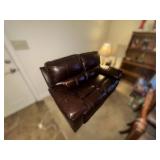 Brown Leather Reclining Loveseat- Wprks