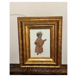 Colored Fiber or String Artwork of Woman In Gold F