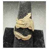 Silver-tone Dragon Design Ring