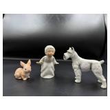 Ceramic Animal and Figurine Trio Set