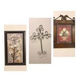 Wall Decor Set with Paintings and Metal Cross