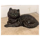 Vtg. Cast Iron Cat Doorstop With Green Eyes