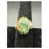 Sterling Silver Ring with Multicolor Stone