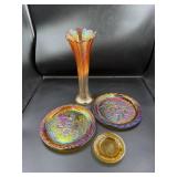 Iridescent Glass Vase and Plate Collection