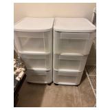 White Storage Carts and Metal Rack