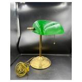 Green Glass Bankerï¿½s Table Lamp