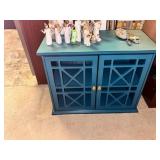 Blue Wooden Cabinet with Lattice Doors