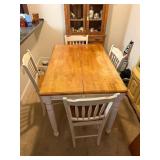 Tall Wooden Table With 4 Chairs & Cushions