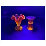 Miniature Amberina Glass Vases