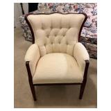 Upholstered Armchair with Cherry Wood Frame