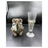 Elephant-Themed Salt Shakers and Glass