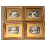 Four Framed Teacup Prints By Barbara Mock