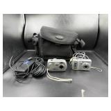 Two Digital Cameras with Accessories