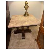 Wood Base Table with Removable Marble Top