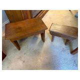 Two Wooden Stools, 10' and 8' Tall